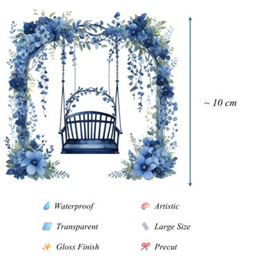 Transparent PET Stickers - Dark Blue Garden Elements (The Midnight Garden)
