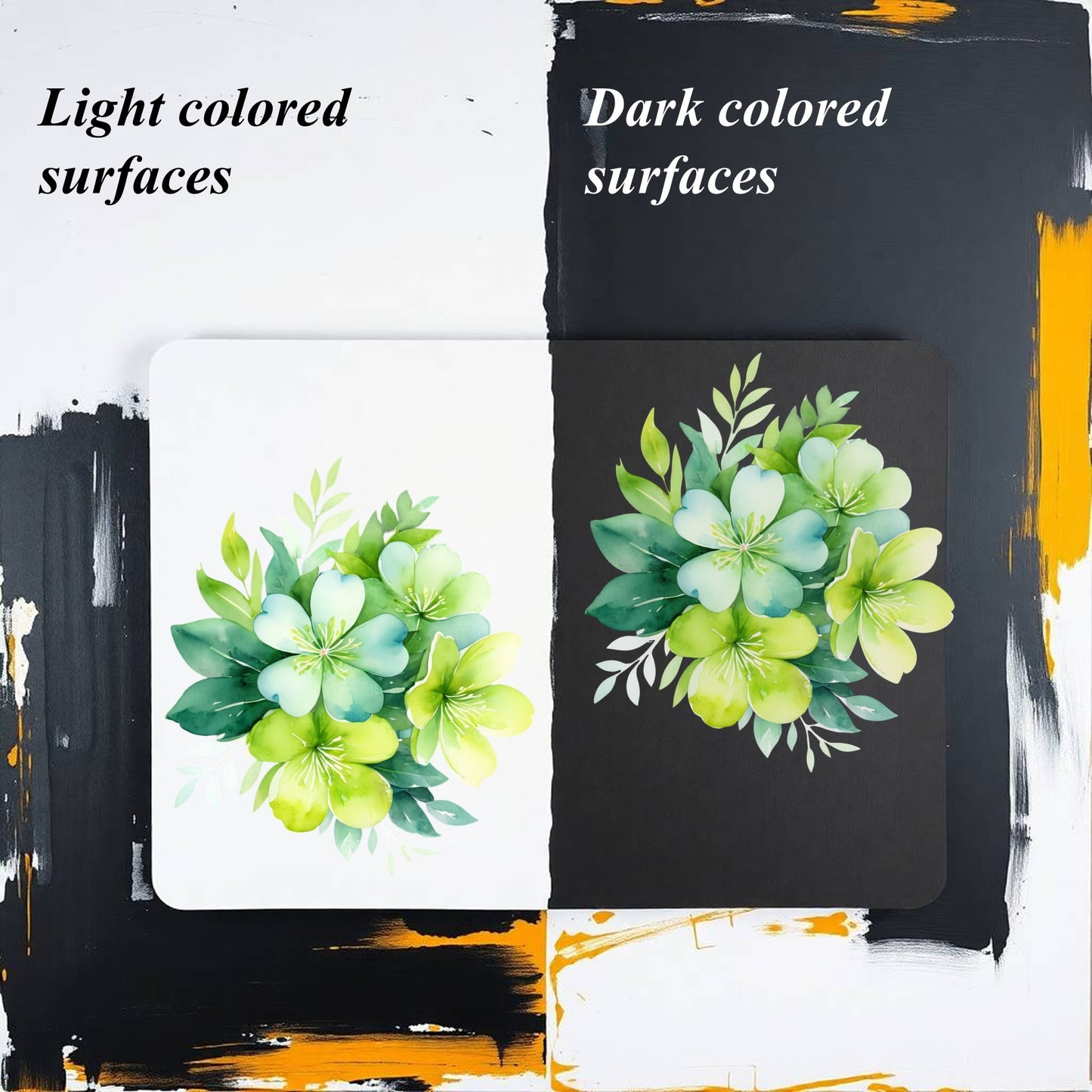 Transparent PET Stickers – Watercolor Lime Green Flowers (The Citrus Garden)