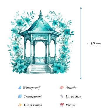 Transparent PET Stickers - Turquoise Garden Elements (The Turquoise Haven)