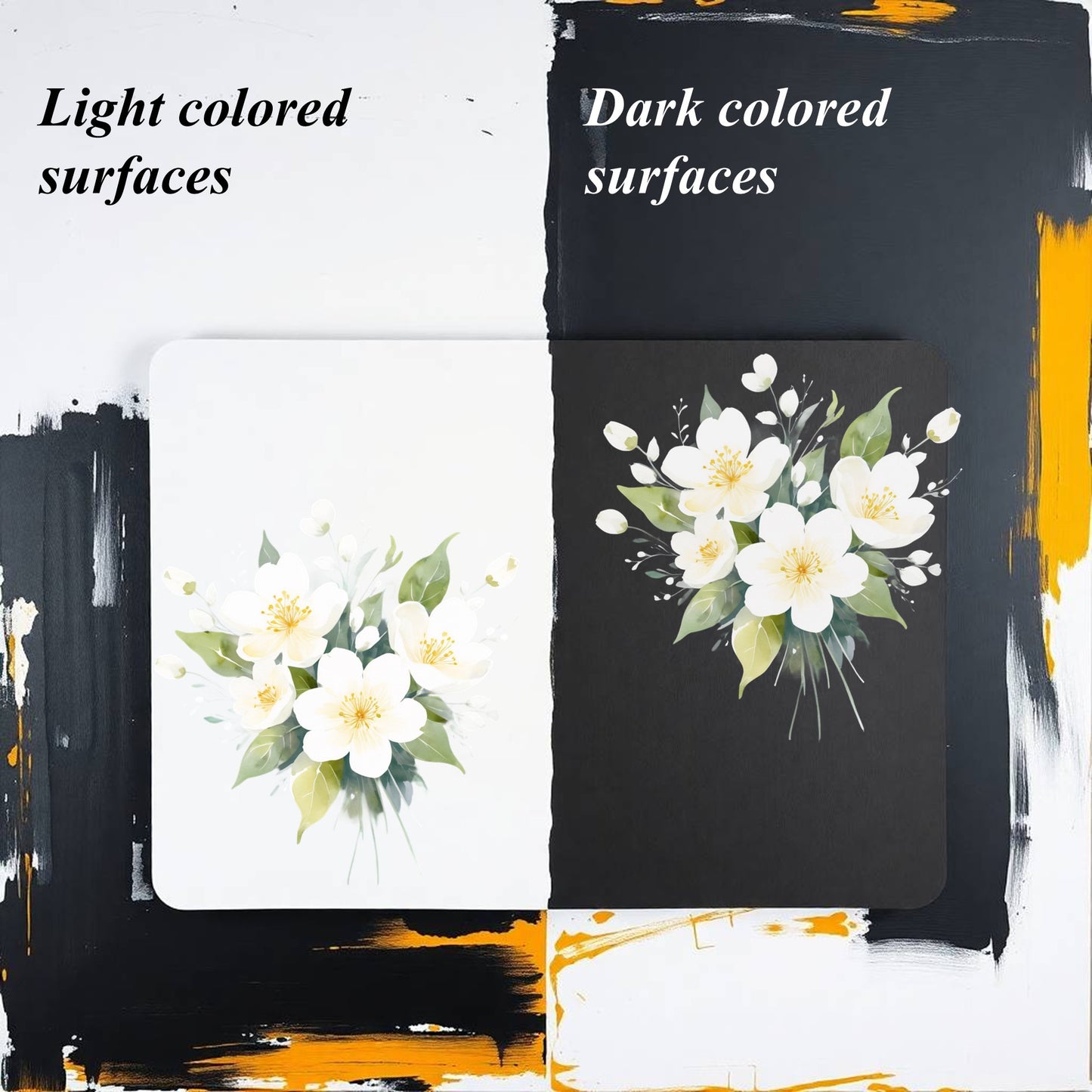 Transparent PET Stickers – Watercolor White Flowers (The Snow Blossoms)