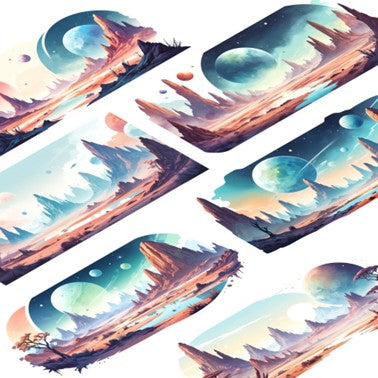 Transparent PET stickers - Alien Planet Landscape (Strange Eden)