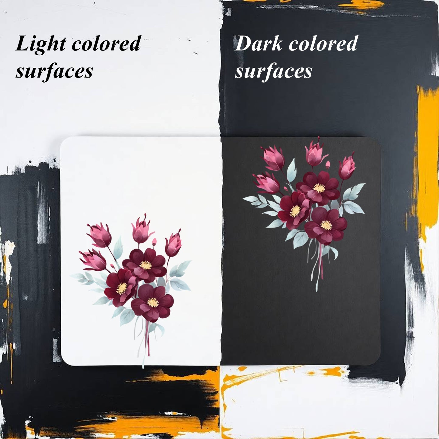 Transparent PET Stickers – Watercolor Crimson Flowers (The Crimson Blooms)