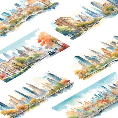 Transparent PET stickers - Cityscape (Urban Dreamlight)