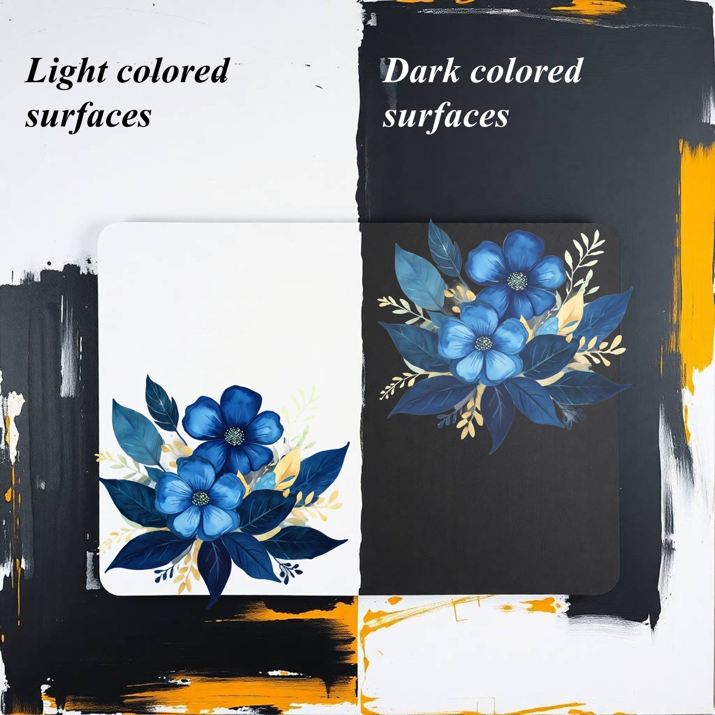 Transparent PET Stickers - Watercolor Dark Blue Flowers (The Azure Blossoms)