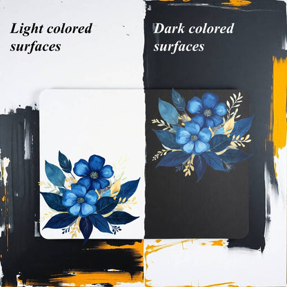 Transparent PET Stickers - Watercolor Dark Blue Flowers (The Azure Blossoms)