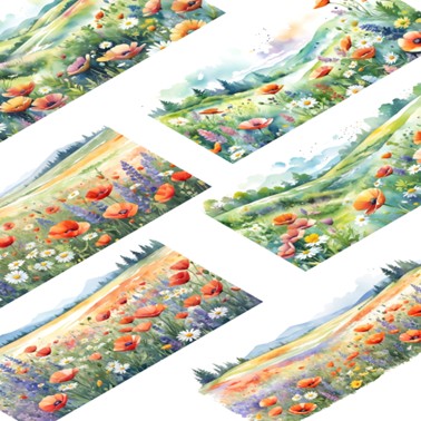Transparent PET stickers - Flowering Meadows (Windsong Fields)