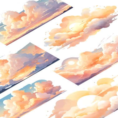 Transparent PET stickers - Golden Hour Cloud (Amber Skies)