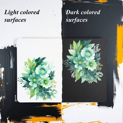 Transparent PET Stickers – Watercolor Green Flowers (The Verdant Serenade)