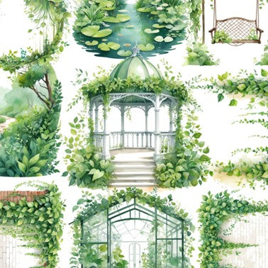 Transparent PET Stickers - Green Garden Elements (The Willow Grove)