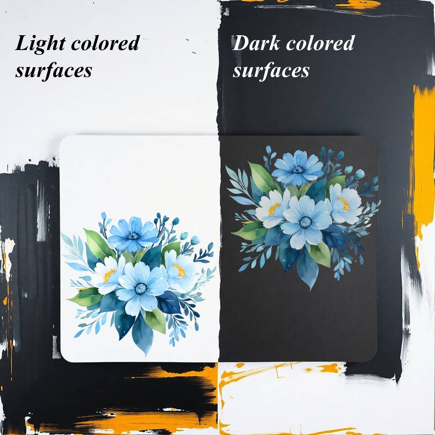 Transparent PET Stickers – Watercolor Light Blue Flowers (The Ocean's Whispers)