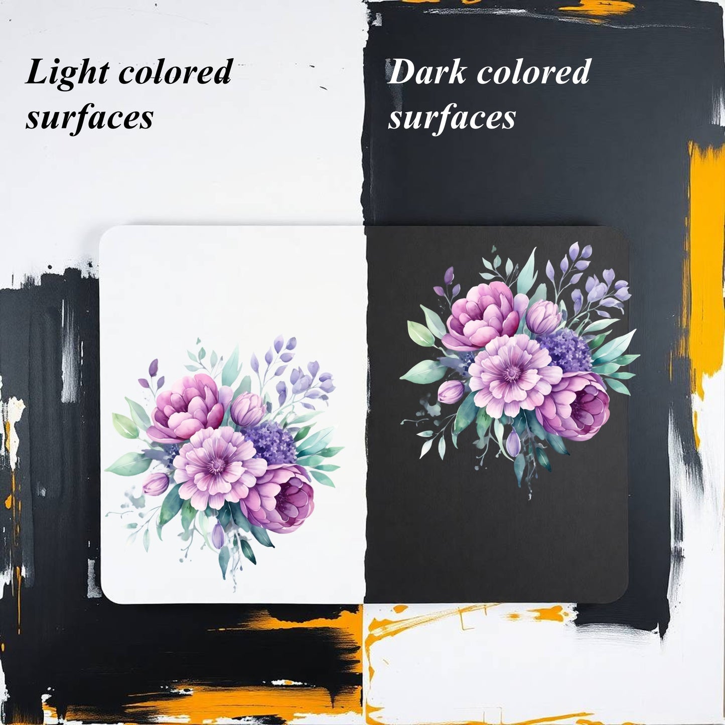 Transparent PET Stickers – Watercolor Mauve Flowers (The Muted Elegance)