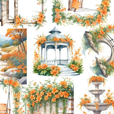 Transparent PET Stickers - Orange Garden Elements (The Amber Glow)