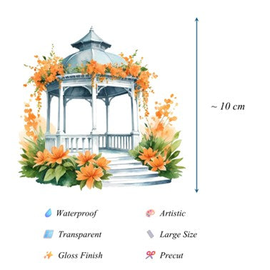 Transparent PET Stickers - Orange Garden Elements (The Amber Glow)