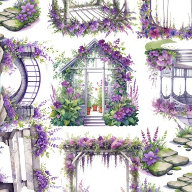 Transparent PET Stickers - Purple Garden Elements (The Lavender Estate)
