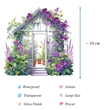 Transparent PET Stickers - Purple Garden Elements (The Lavender Estate)