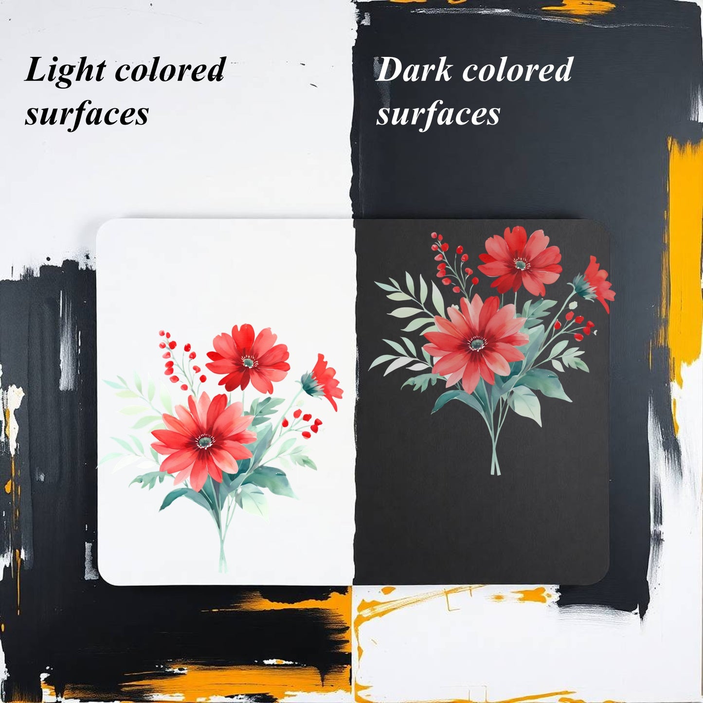 Transparent PET Stickers – Watercolor Red Flowers (The Scarlet Whispers)