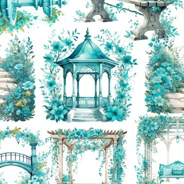 Transparent PET Stickers - Turquoise Garden Elements (The Turquoise Haven)
