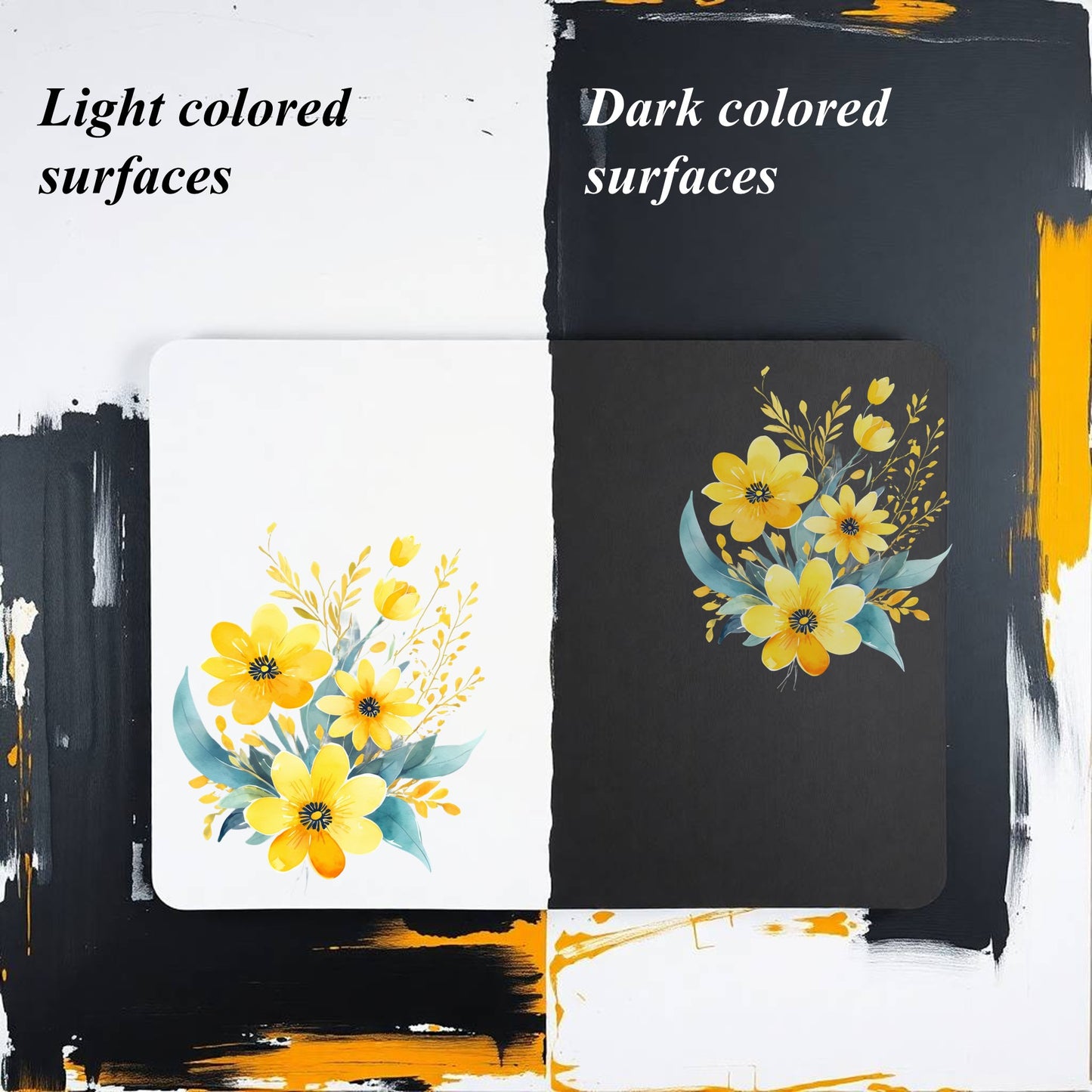 Transparent PET Stickers – Watercolor Yellow Flowers (The Whimsical Melody)
