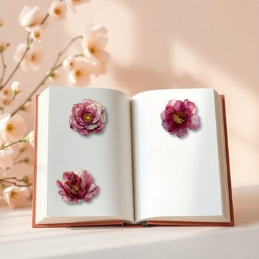 The Magenta Mirage - 30+ Magenta Colored Fantasy Flower Transparent Stickers Pack