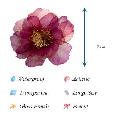 The Magenta Mirage - 30+ Magenta Colored Fantasy Flower Transparent Stickers Pack