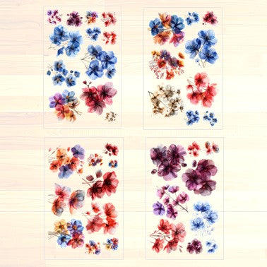 The Chromatic Blooms - 30+ Mixed Colored Fantasy Flower Transparent Stickers Pack