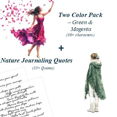 The Green Spark - Green & Magenta Aesthetic Girl Character Transparent Stickers