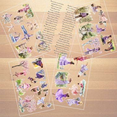 The Petal Mirage - Pink & Purple Aesthetic Nature Girl Character Transparent Stickers