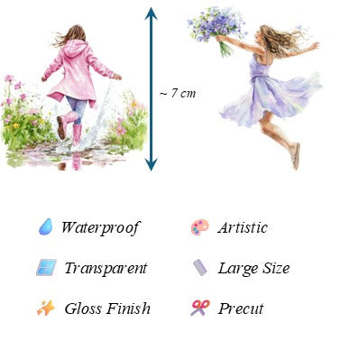 The Petal Mirage - Pink & Purple Aesthetic Nature Girl Character Transparent Stickers