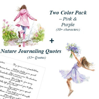 The Petal Mirage - Pink & Purple Aesthetic Nature Girl Character Transparent Stickers