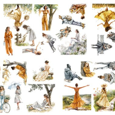 The Sunbeam Haze - Yellow & Gray Aesthetic Nature Girl Character Transparent Stickers