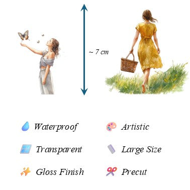 The Sunbeam Haze - Yellow & Gray Aesthetic Nature Girl Character Transparent Stickers