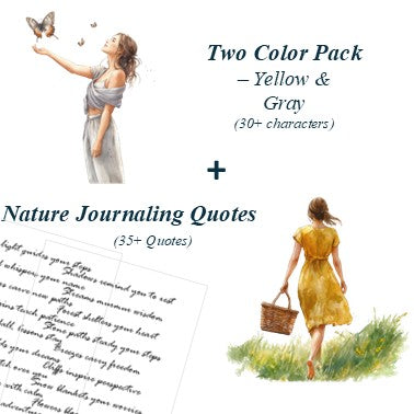 The Sunbeam Haze - Yellow & Gray Aesthetic Nature Girl Character Transparent Stickers