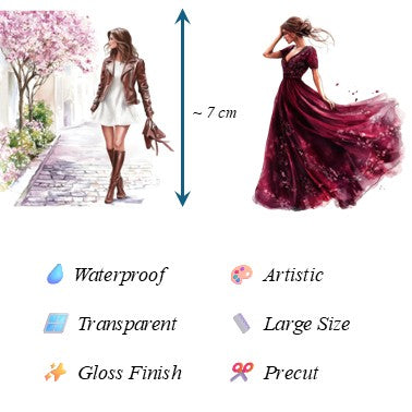 The Ember Trails - Burgundy & Brown Aesthetic Nature Girl Character Transparent Stickers