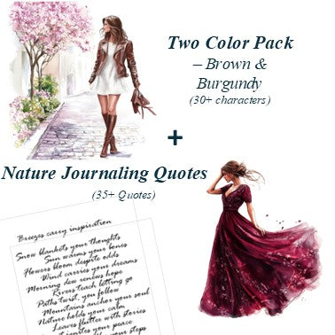 The Ember Trails - Burgundy & Brown Aesthetic Nature Girl Character Transparent Stickers