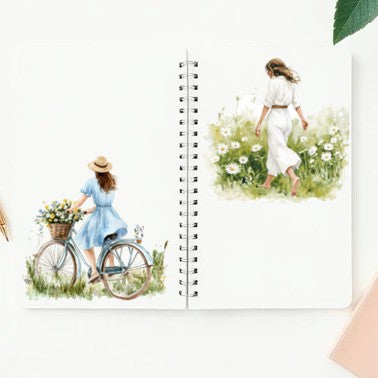 The Frosted Whispers - LightBlue & White Aesthetic Nature Girl Character Transparent Stickers