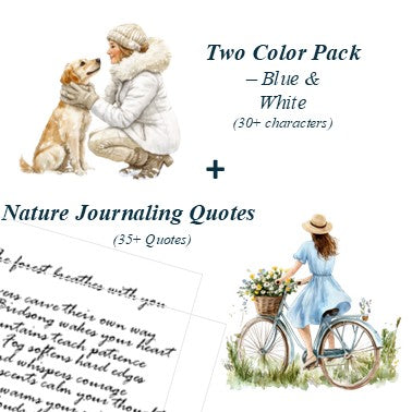 The Frosted Whispers - LightBlue & White Aesthetic Nature Girl Character Transparent Stickers