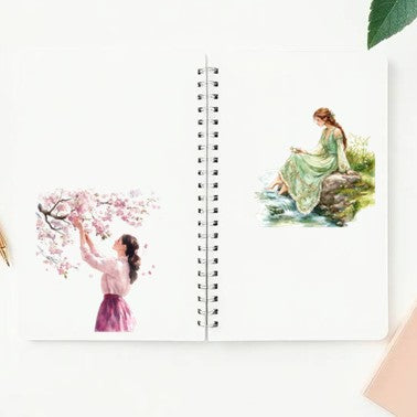 The Green Spark - Green & Magenta Aesthetic Girl Character Transparent Stickers