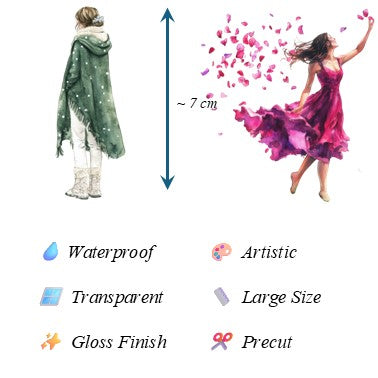 The Green Spark - Green & Magenta Aesthetic Girl Character Transparent Stickers