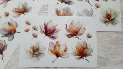 The AmberLight Blooms - 30+ Yellow Colored Fantasy Flower Transparent Stickers Pack