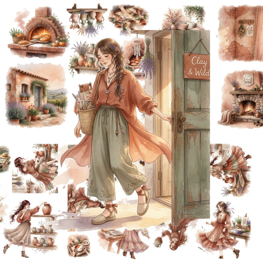 The Rustic Shed - 30+ Soft Terracotta Colored Cottagecore Journal Scrapbook Aesthetic Transparent Stickers