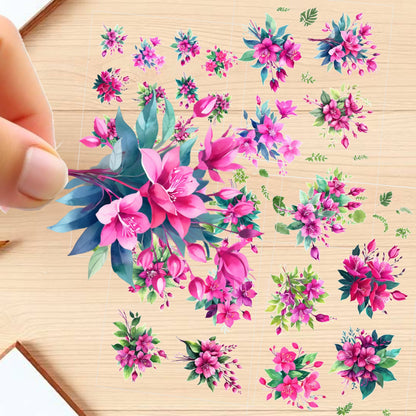 Transparent PET Stickers – Watercolor Fuchsia Flowers (The Fuchsia Dreams)