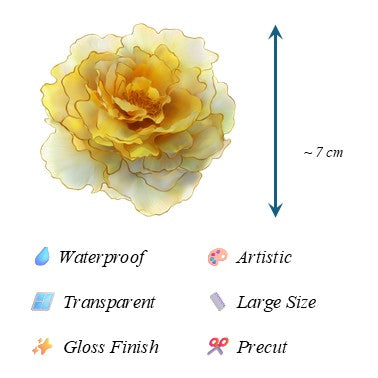 The AmberLight Blooms - 30+ Yellow Colored Fantasy Flower Transparent Stickers Pack
